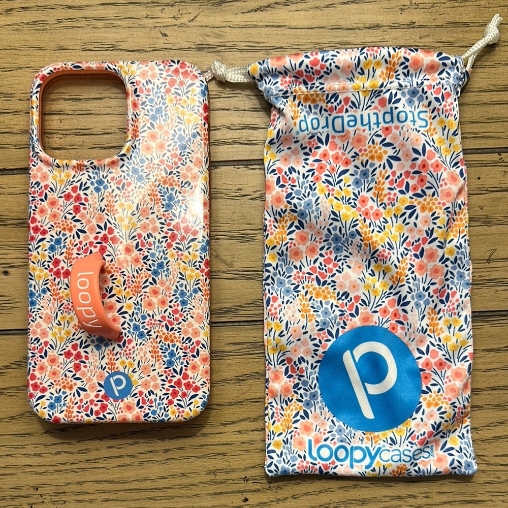 Loopy Case, floral poppy, iPhone 14 Pro max Case with coral Loop